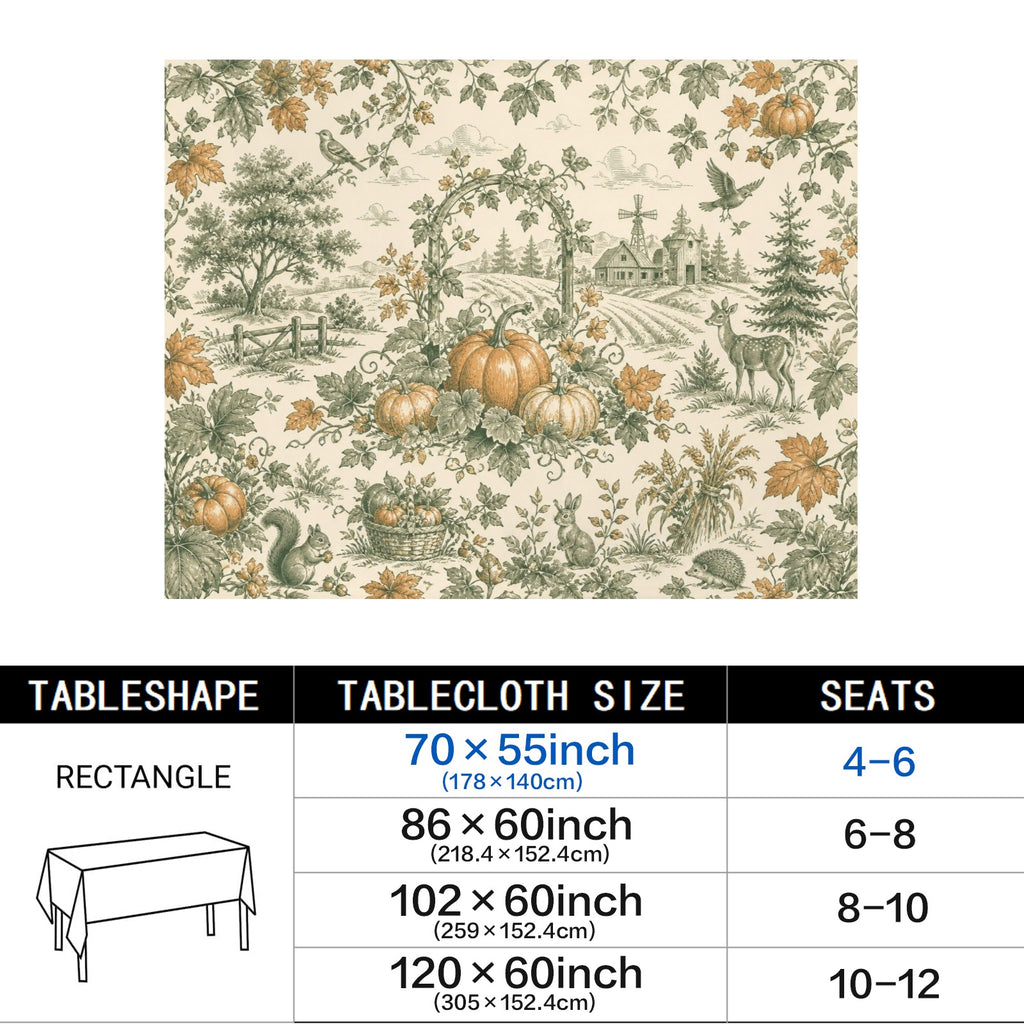 Toile 178cm x 140cm Rectangular Tablecloth 70x55inch (QUE)