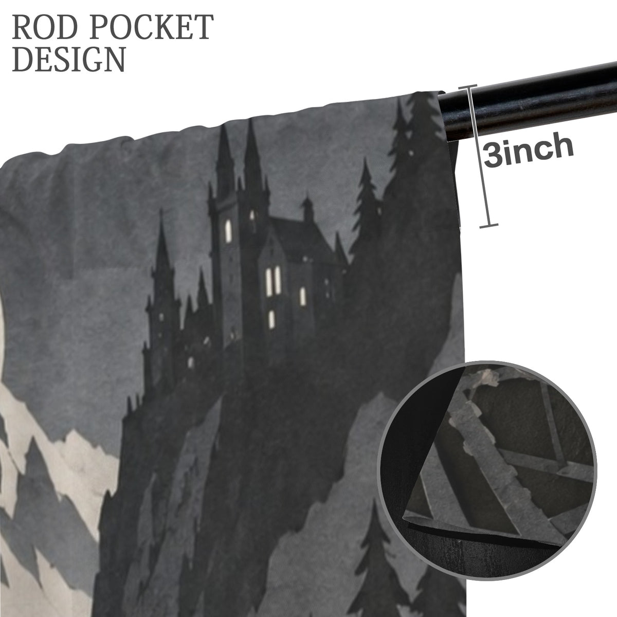 Count Orlok Mountain Rail 52 x 84 in Window Curtain Set
