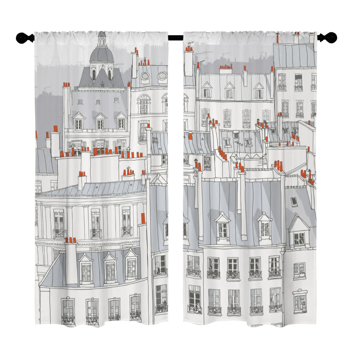 Paris rooftop walk 52 x 84 in Window Curtain Set