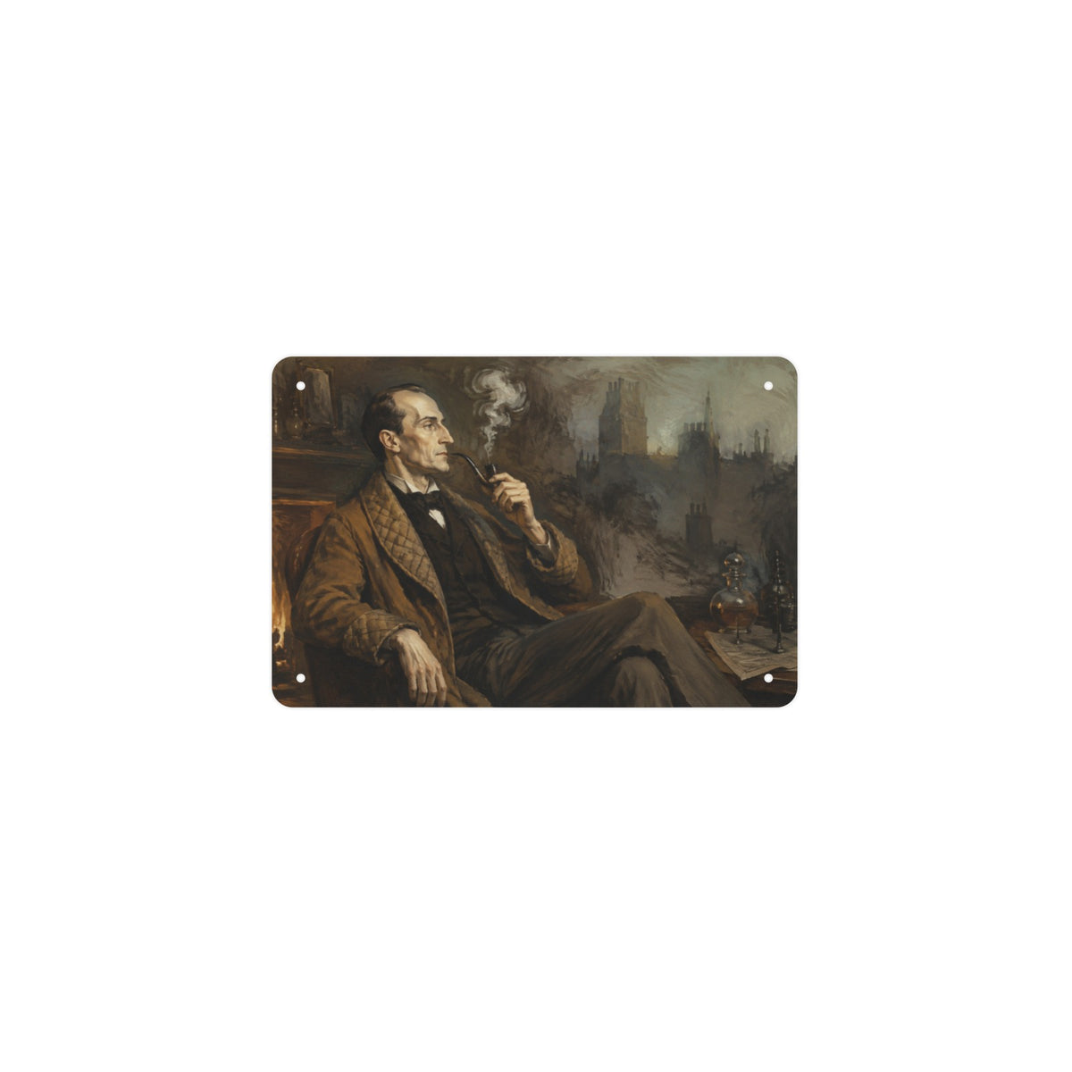 Sherlock Holmes Study 12 x 8 in Metal Tin Sign