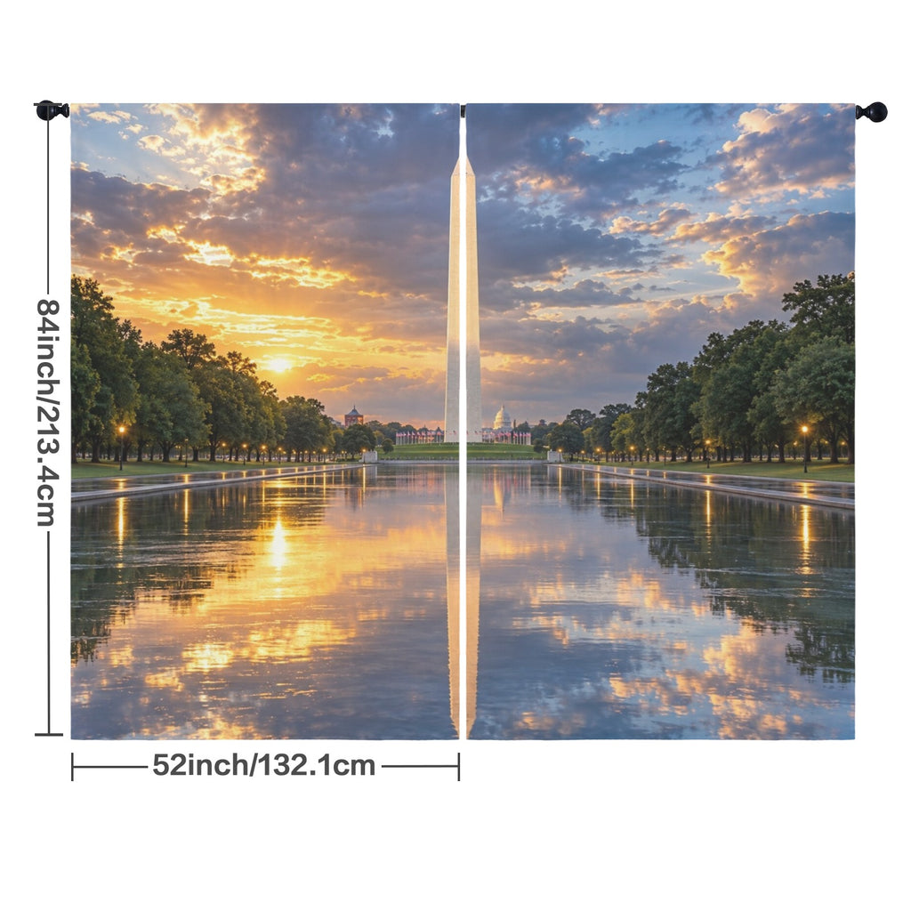 Washington Monument Rainy Reflection 52 x 84 in Window Curtain Set