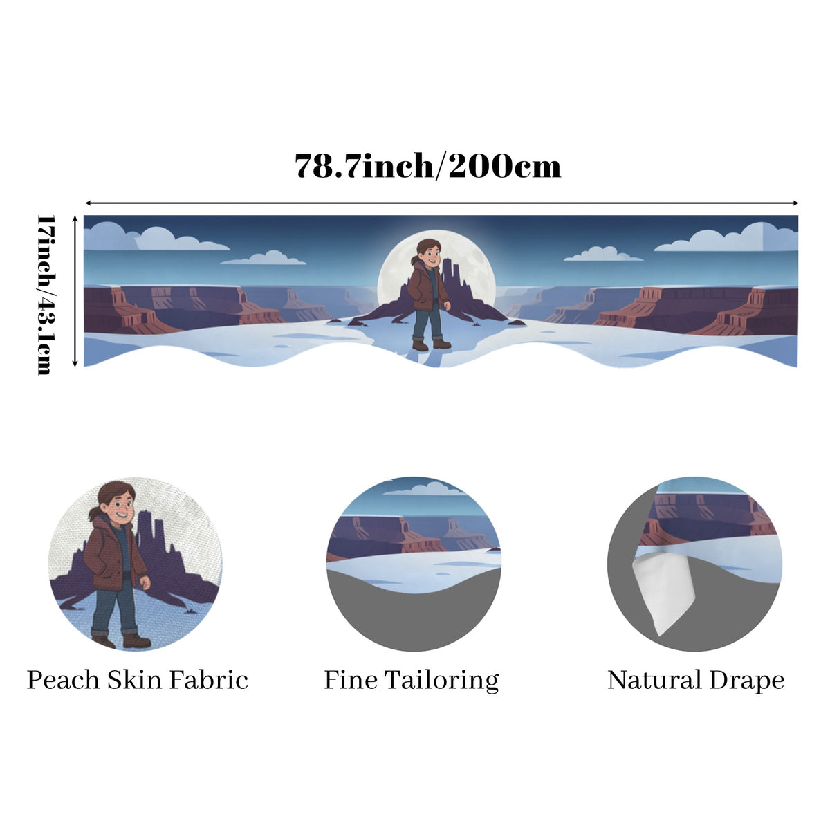 Winter Moon Basin — 200cm x 43.1cm Fireplace Cloth (QUE)