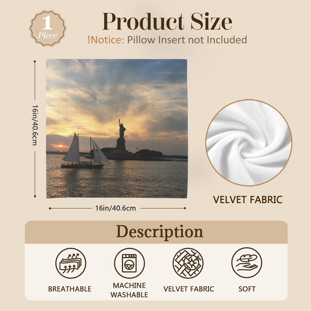 Statue Sailing Sunset 16 x 16 in Envelope Pillow Case