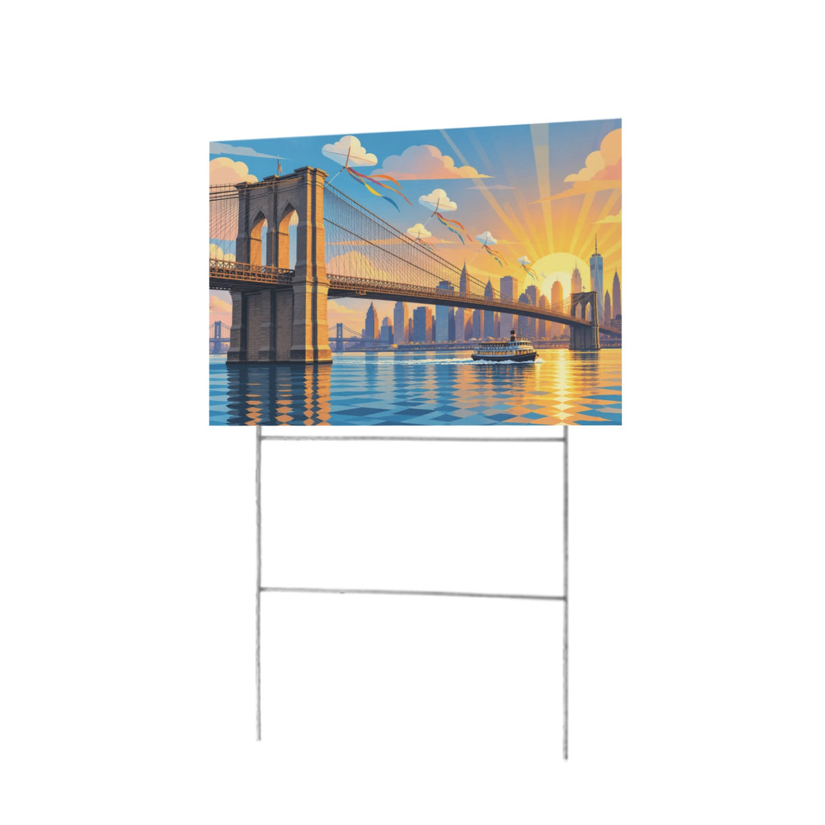 Cloud Kite Brooklyn Bridge 12 x 9 in House Sign