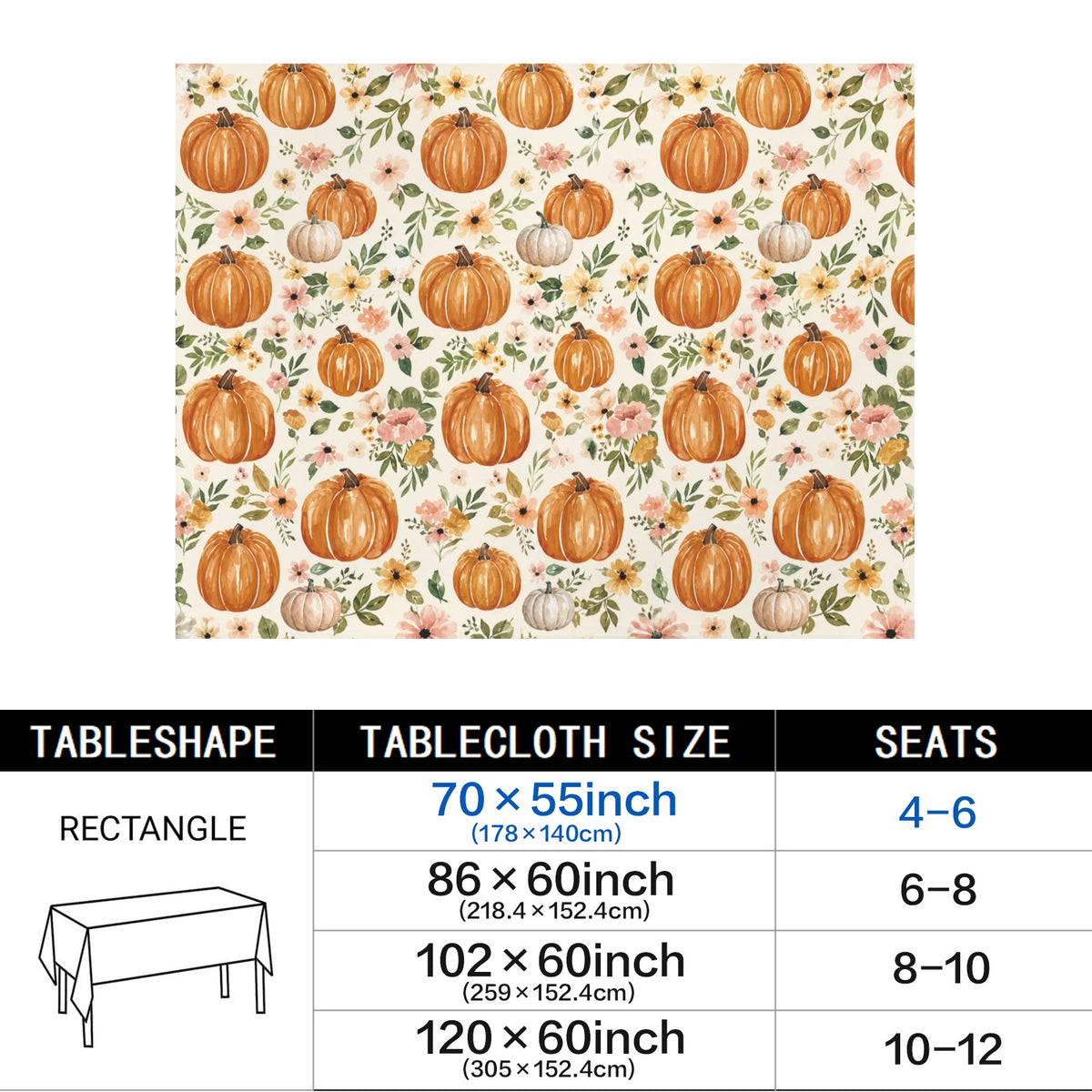 Summer Meadow 178cm x 140cm Rectangular Tablecloth 70x55inch (QUE)
