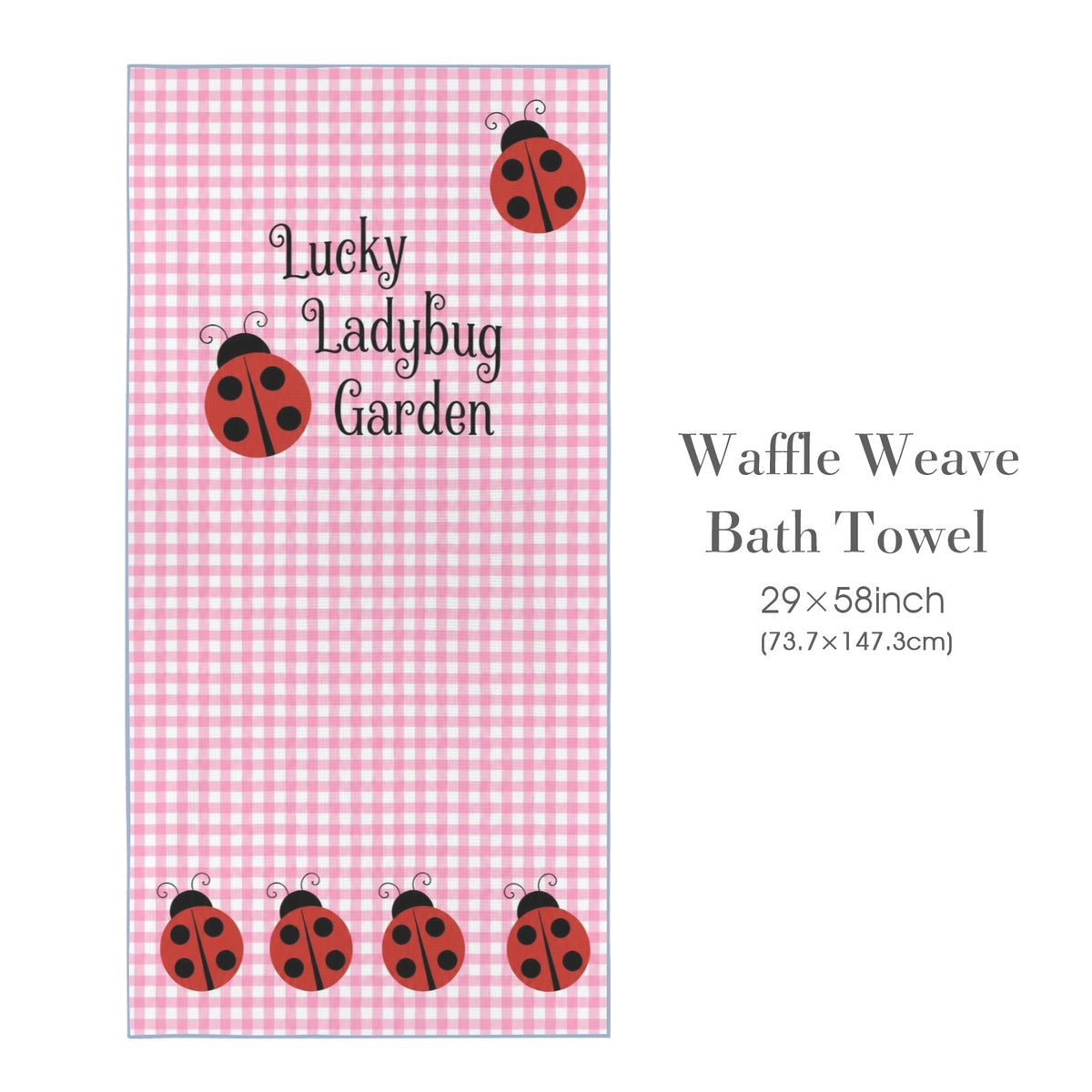 Lucky Ladybug Garden 29"x58" (QUE) Waffle Weave Bath Towel
