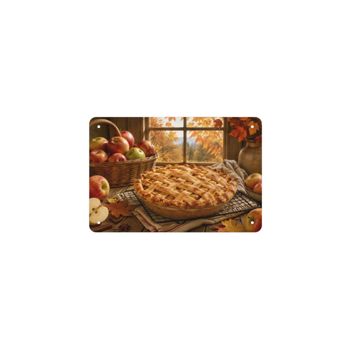Apple Pie Window 12 x 8 in Metal Tin Sign