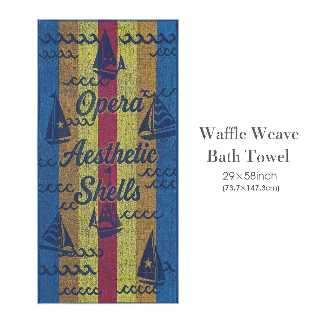 Opera Aesthetic Shells 29"x58" (QUE) Waffle Weave Bath Towel