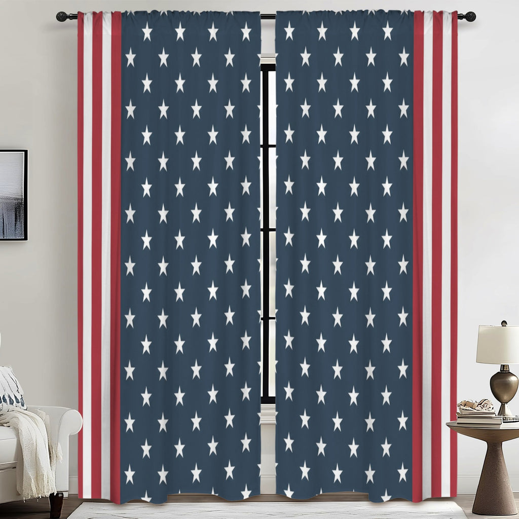 Red White Blue Vote Grid 52 x 84 in Window Curtain Set