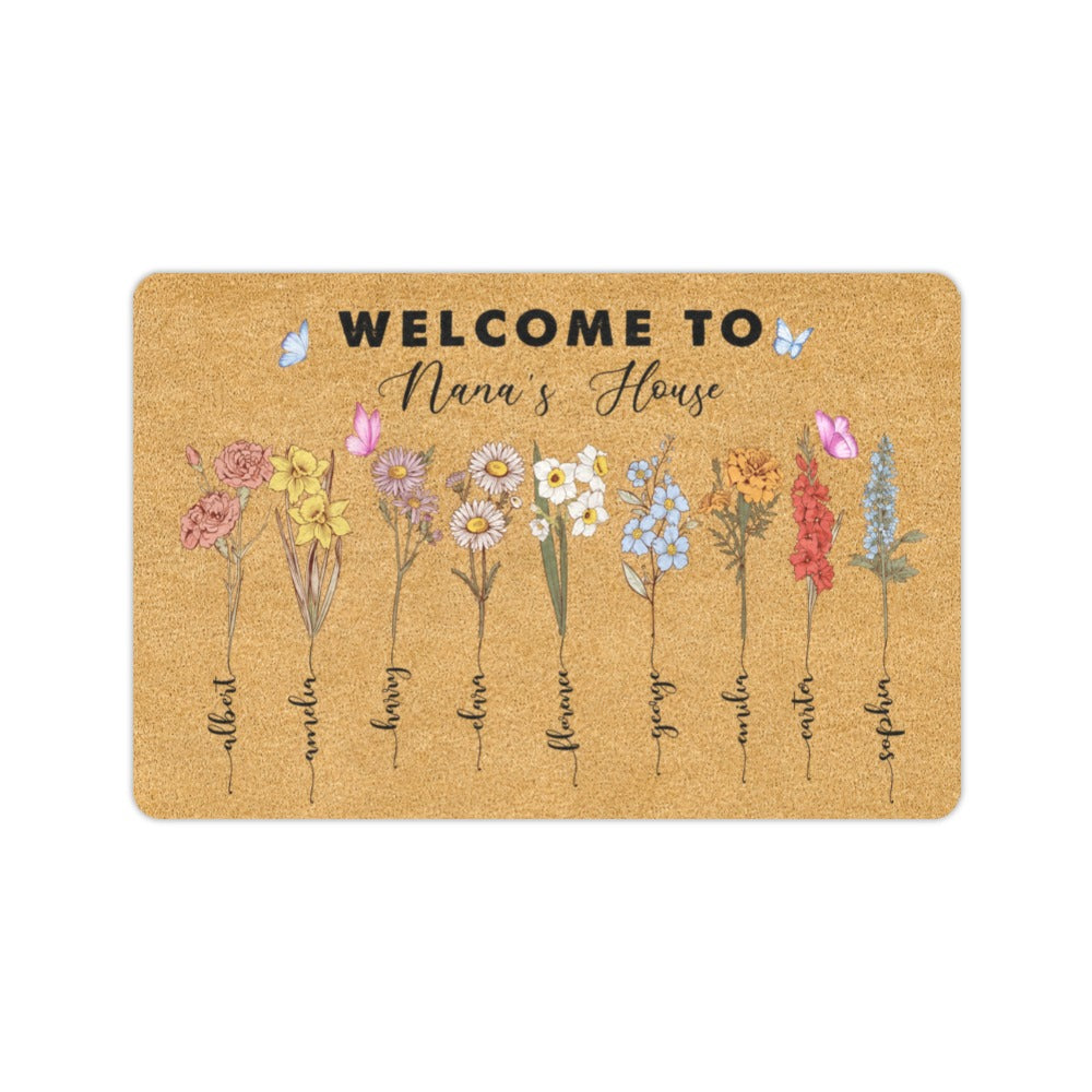 Nana's House Birth Flowers Doormat 23.6 x 15.7 in Doormat