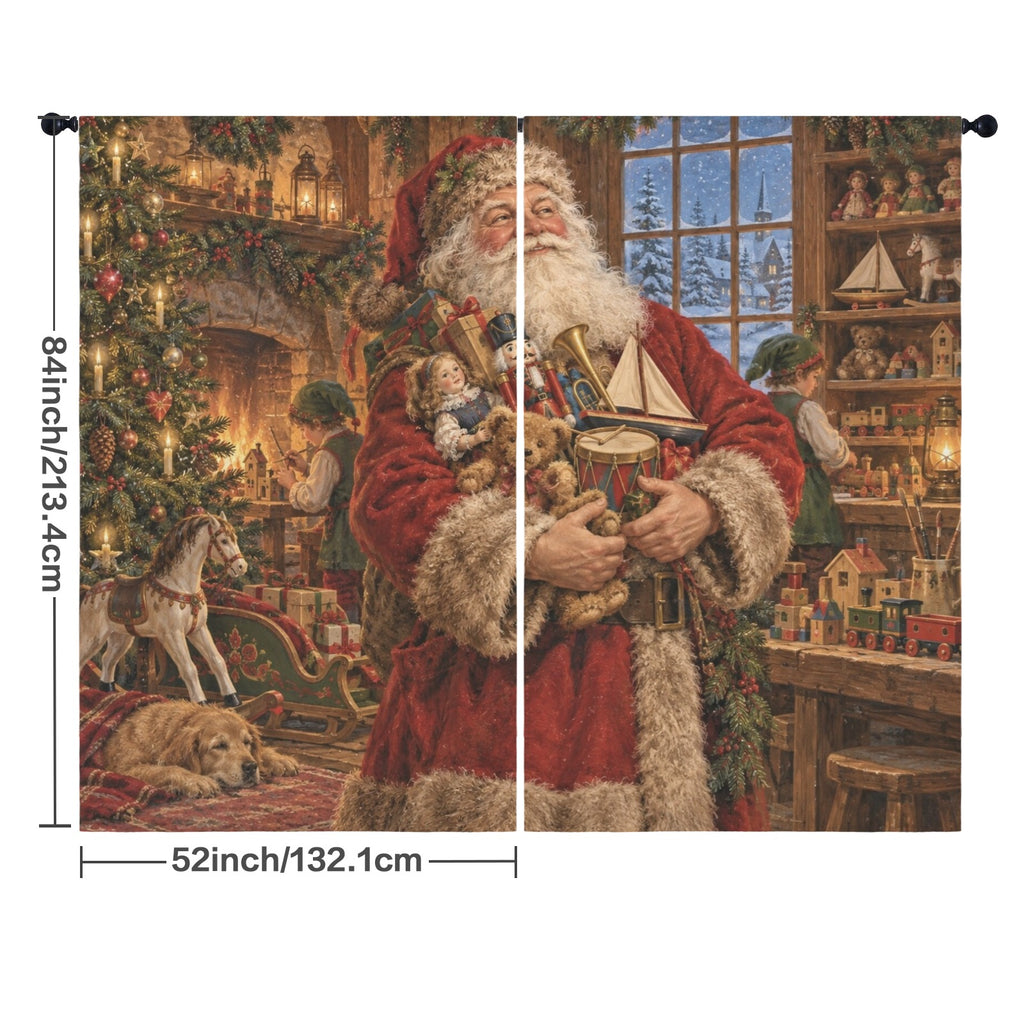 Nast Santa Toy Workshop 52 x 84 in Window Curtain Set