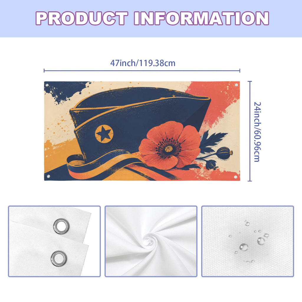 Cap Poppy and Ribbon 47 x 24 in Festival Banner