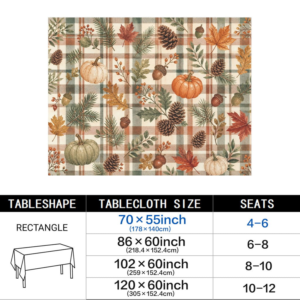 Cabin Plaid 178cm x 140cm Rectangular Tablecloth 70x55inch (QUE)