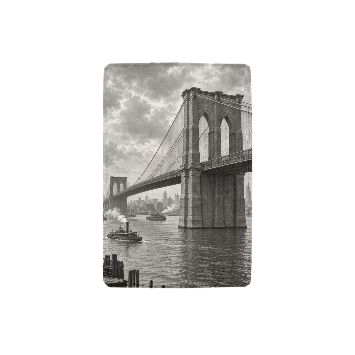 Brooklyn Bridge Gothic Tower 32 x 48 in Micro Fleece Blanket