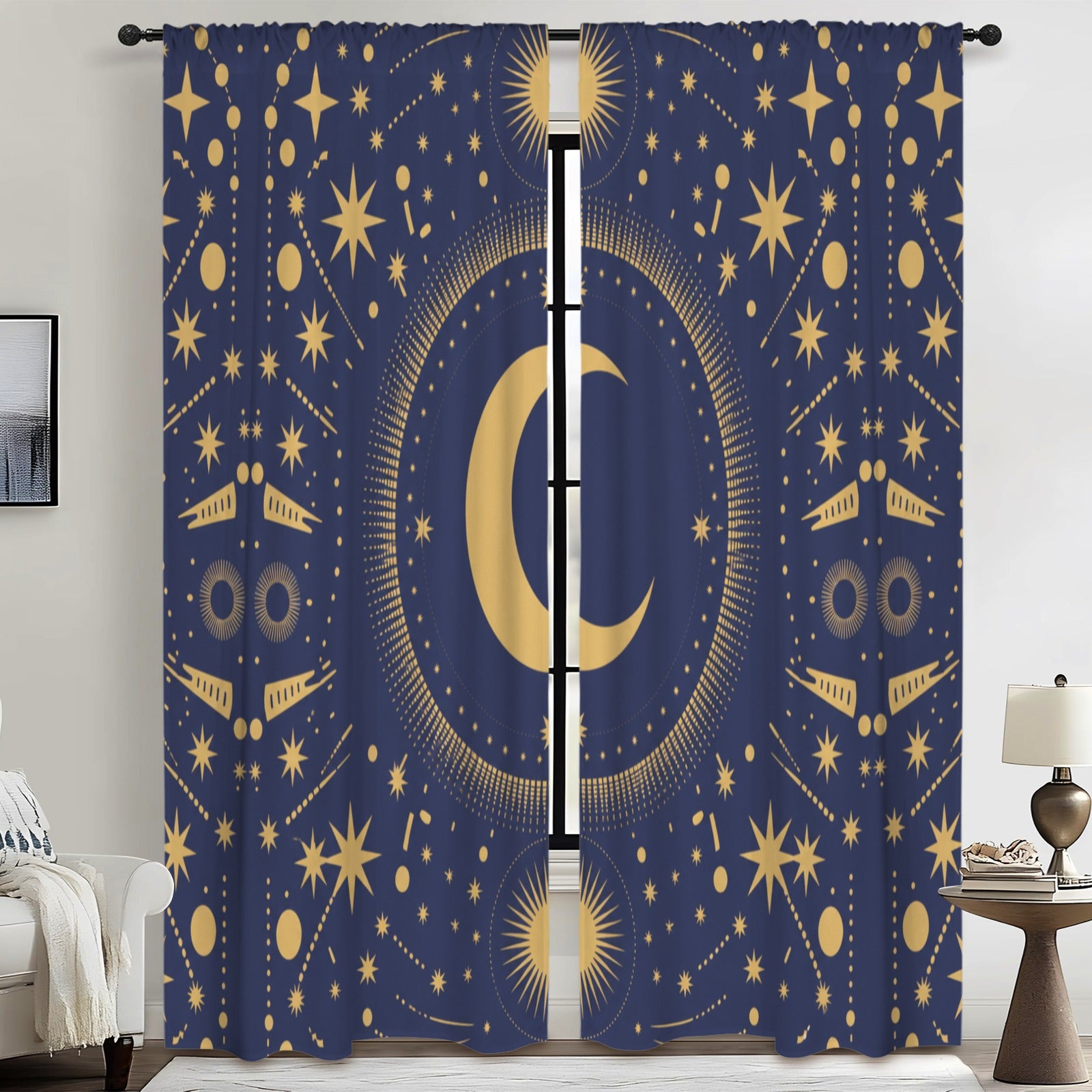 Boho Sun-Moon Balance 52 x 84 in Window Curtain Set