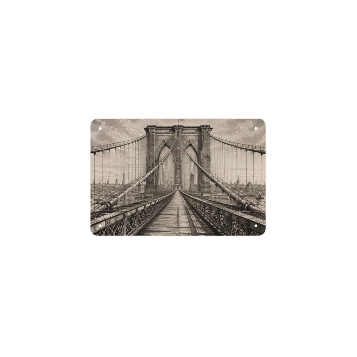 Brooklyn Bridge 12 x 8 in Metal Tin Sign