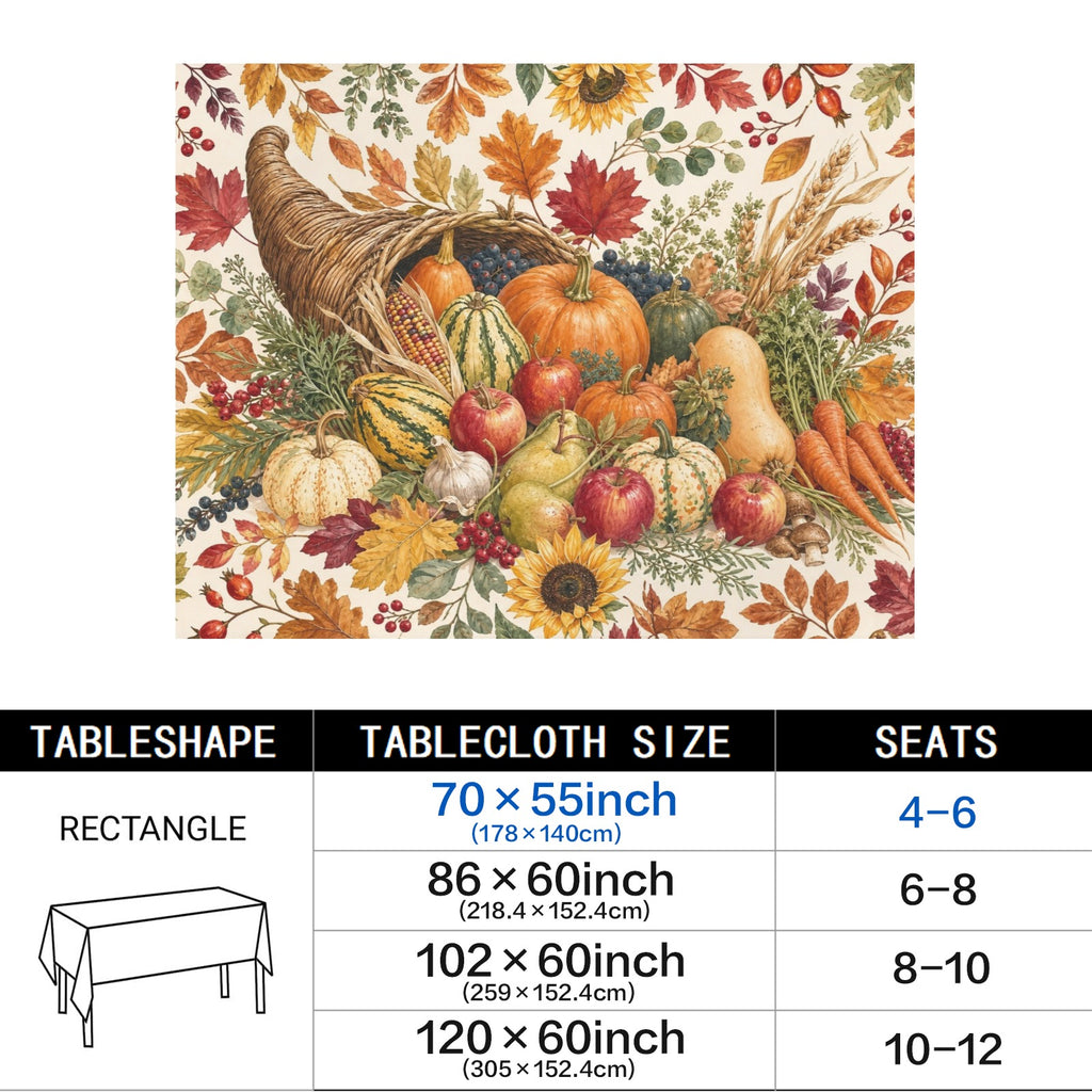 Cornucopia 178cm x 140cm Rectangular Tablecloth 70x55inch (QUE)