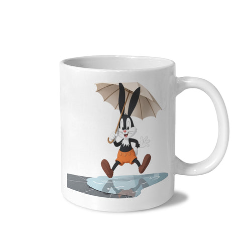 Oswald Rainy Trolley Station Leap 11 oz White Ceramic Mug
