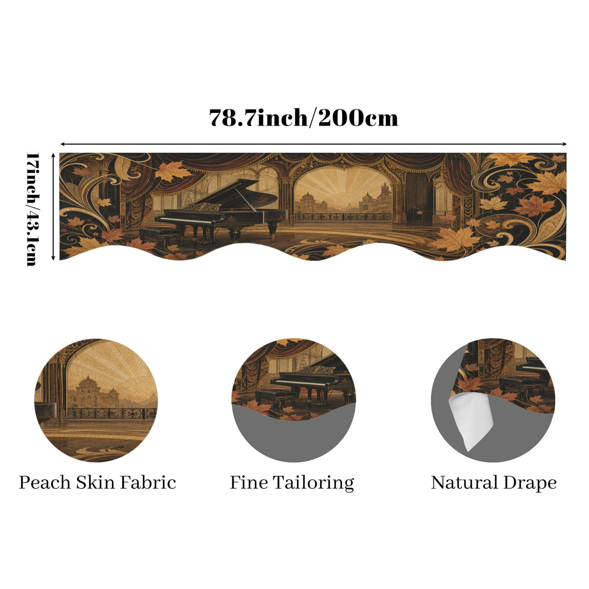 Maple Leaf Piano Stage 200cm x 43.1cm Fireplace Cloth (QUE)
