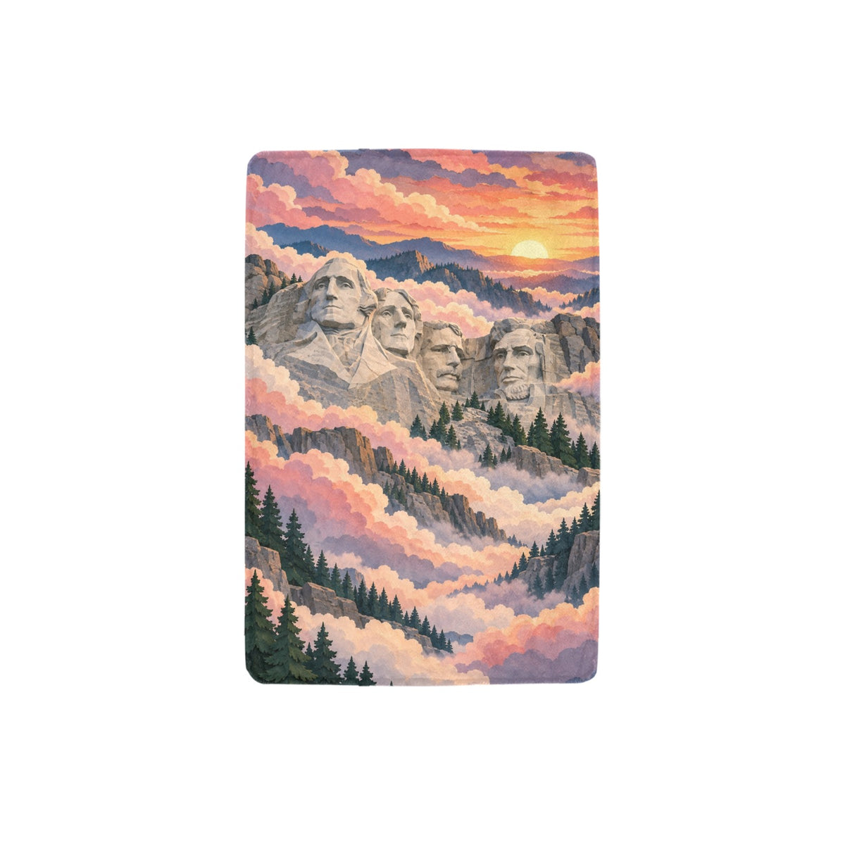Mount Rushmore Dawn Clouds 32 x 48 in Micro Fleece Blanket