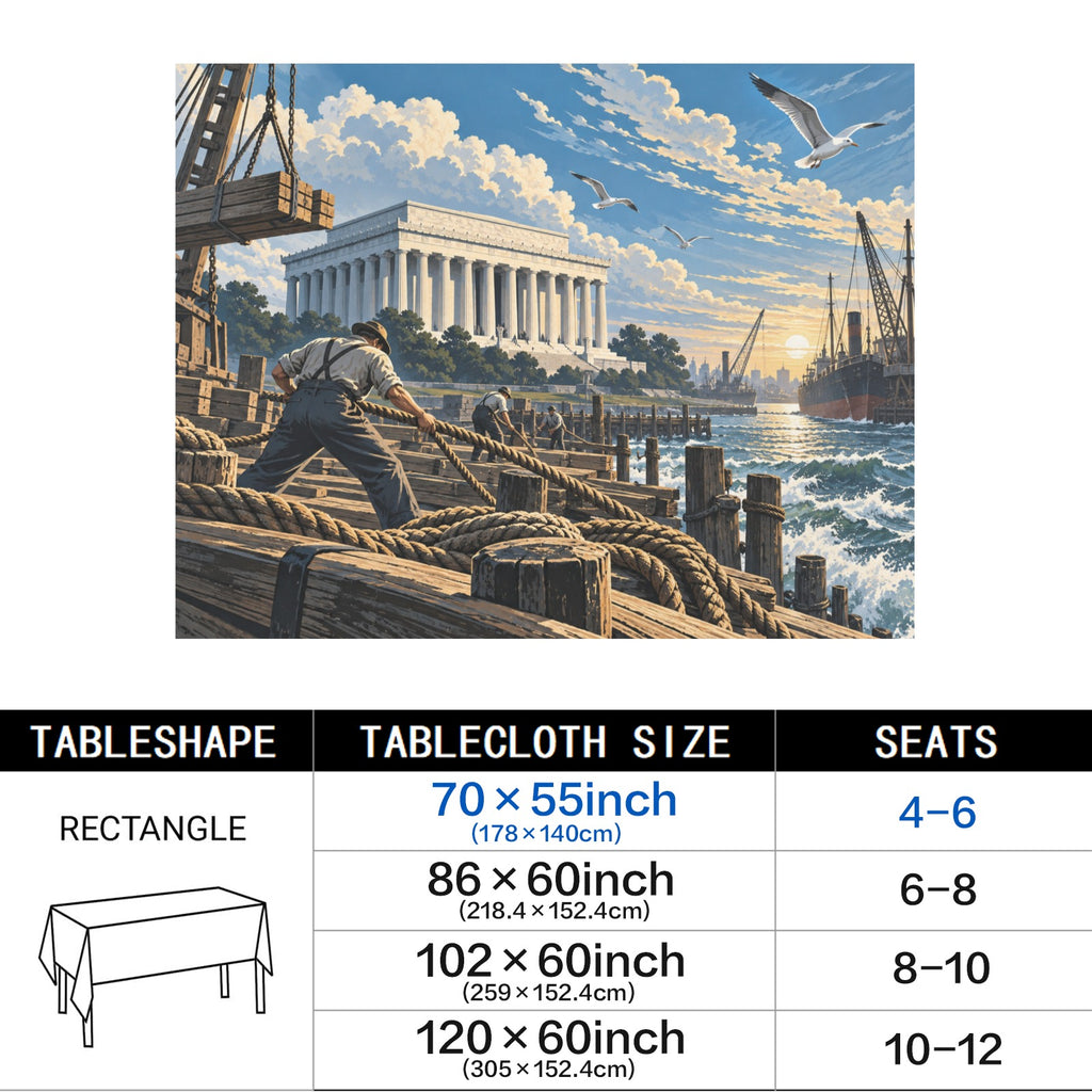 Lincoln Shipyard 178cm x 140cm Rectangular Tablecloth 70x55inch (QUE)