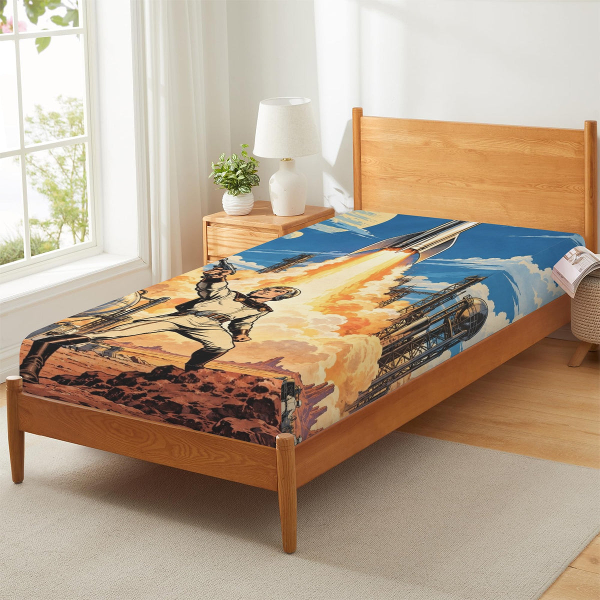 Buck Rogers Rocket Launch Fitted Sheet 39x75x13inch (QUE)