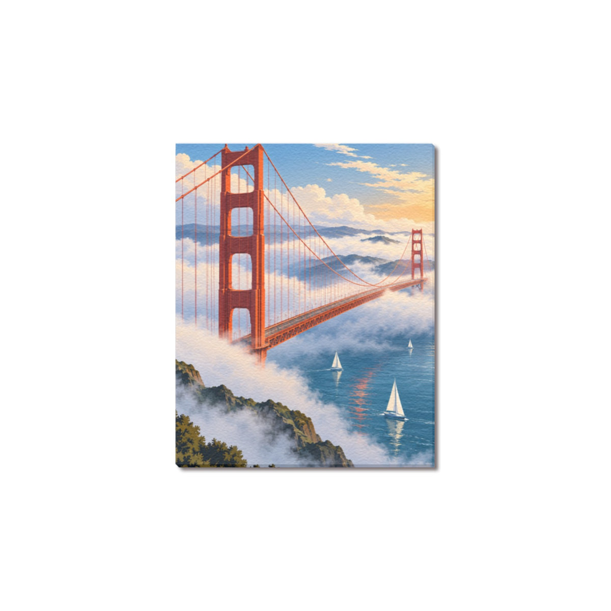 Golden Gate Fog Sails Frame Canvas Print 8"x10"