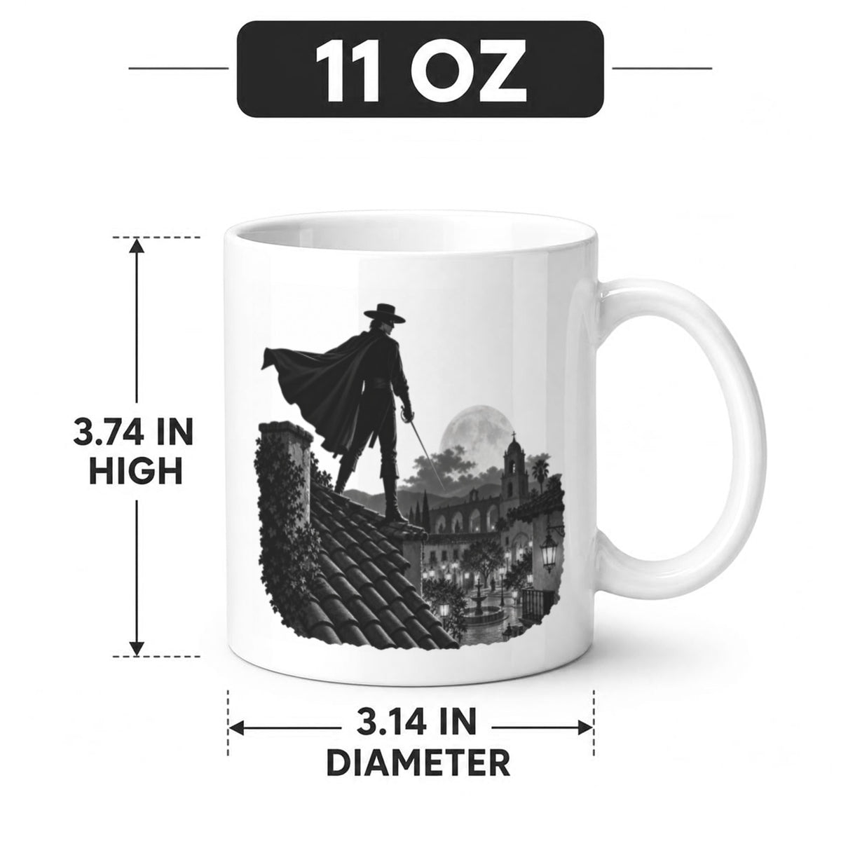 Zorro Lantern Rooftop 11 oz White Ceramic Mug