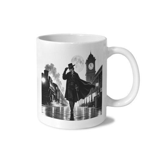 1920 Zorro Moonlit Train Platform 11 oz White Ceramic Mug