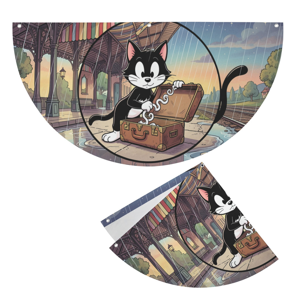 Felix Opens A Magic Suitcase 36 x 18 in Semi Circle Flag
