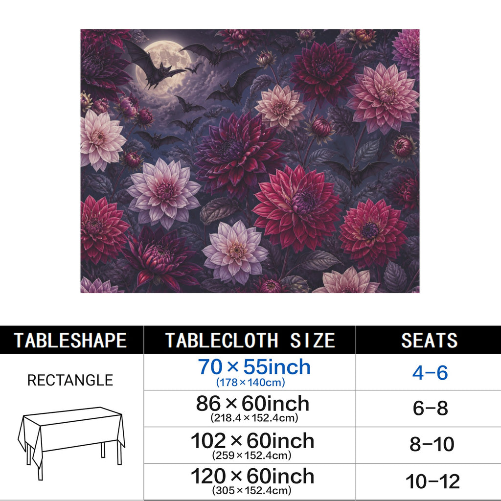 Dahlia Bats 178cm x 140cm Rectangular Tablecloth 70x55inch (QUE)