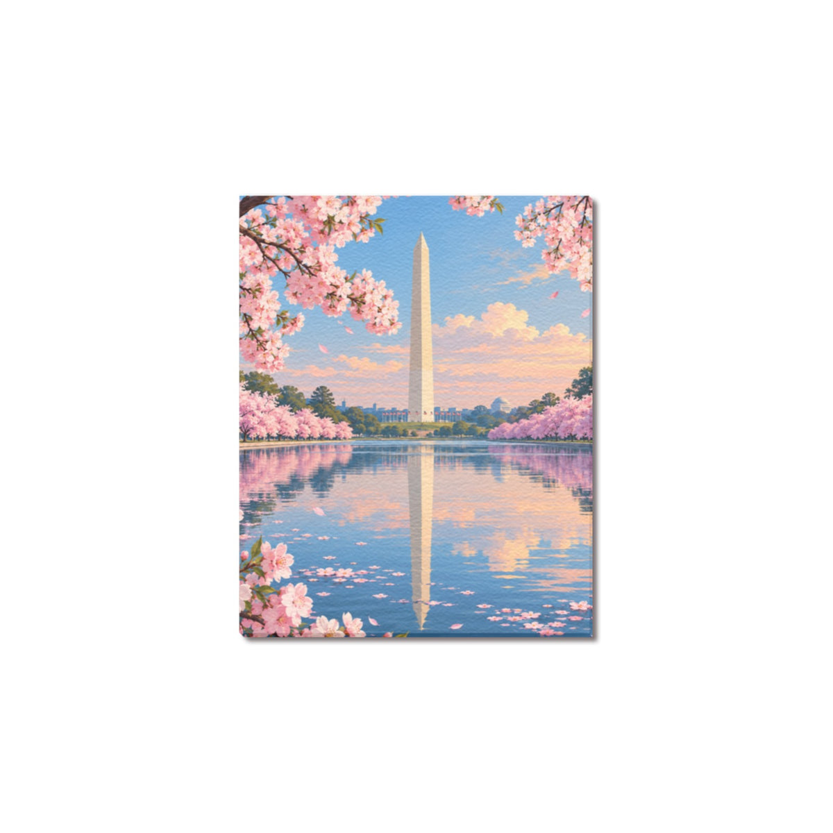 Washington Cherry Reflection Frame Canvas Print 8"x10"