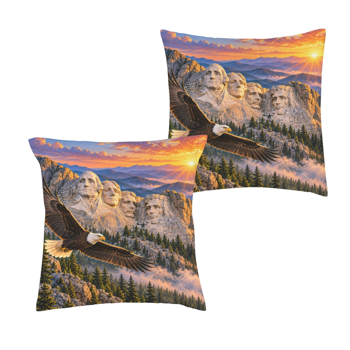 Rushmore Eagle Sunrise 16 x 16 in Envelope Pillow Case