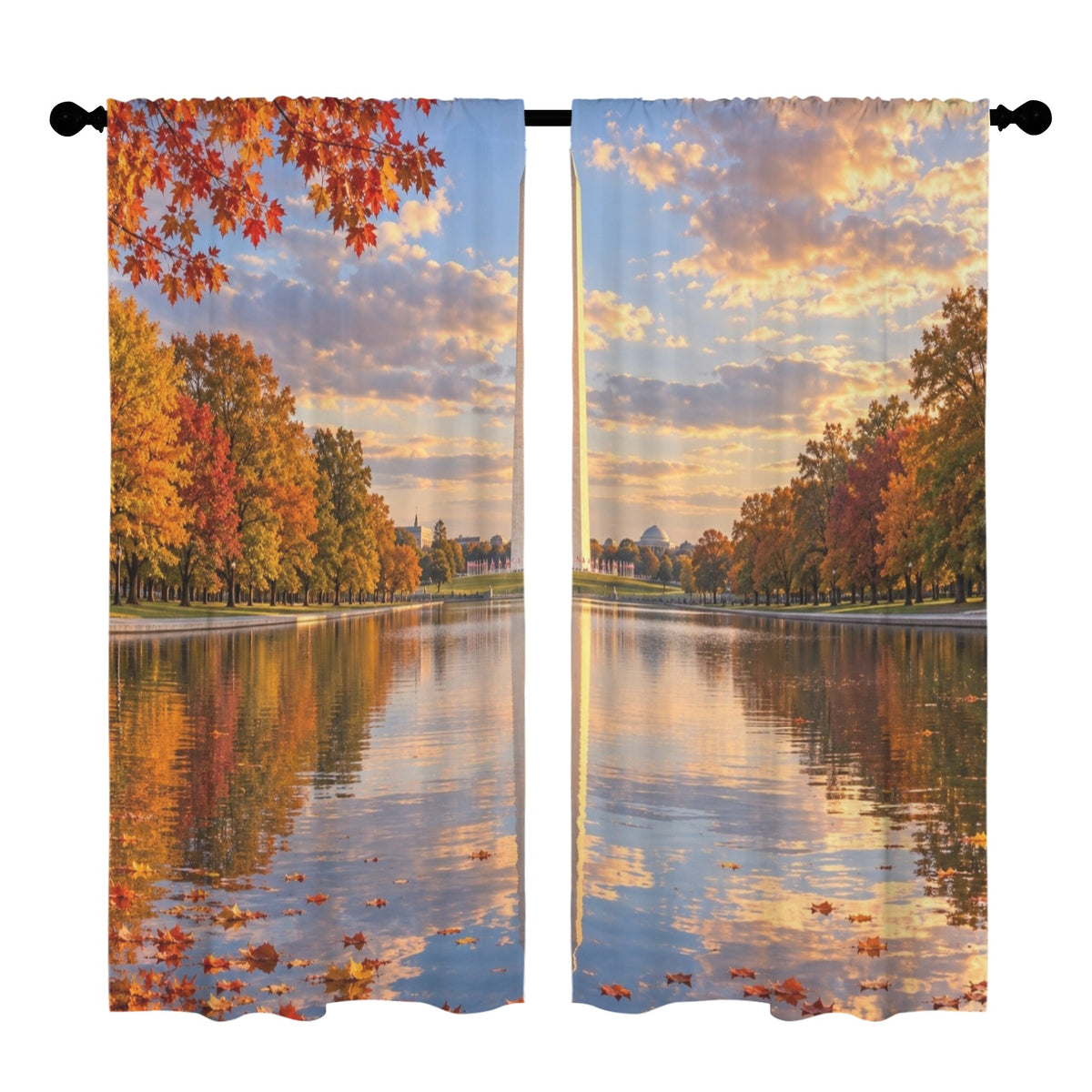 Washington Monument Autumn Mall 52 x 84 in Window Curtain Set