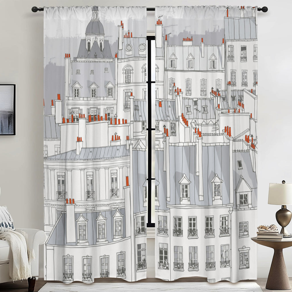 Paris rooftop walk 52 x 84 in Window Curtain Set