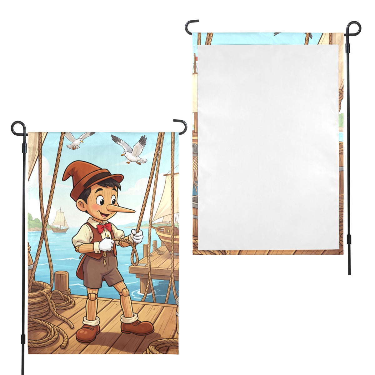Pinocchio Seaside Knots 12 x 18 in Garden Flag
