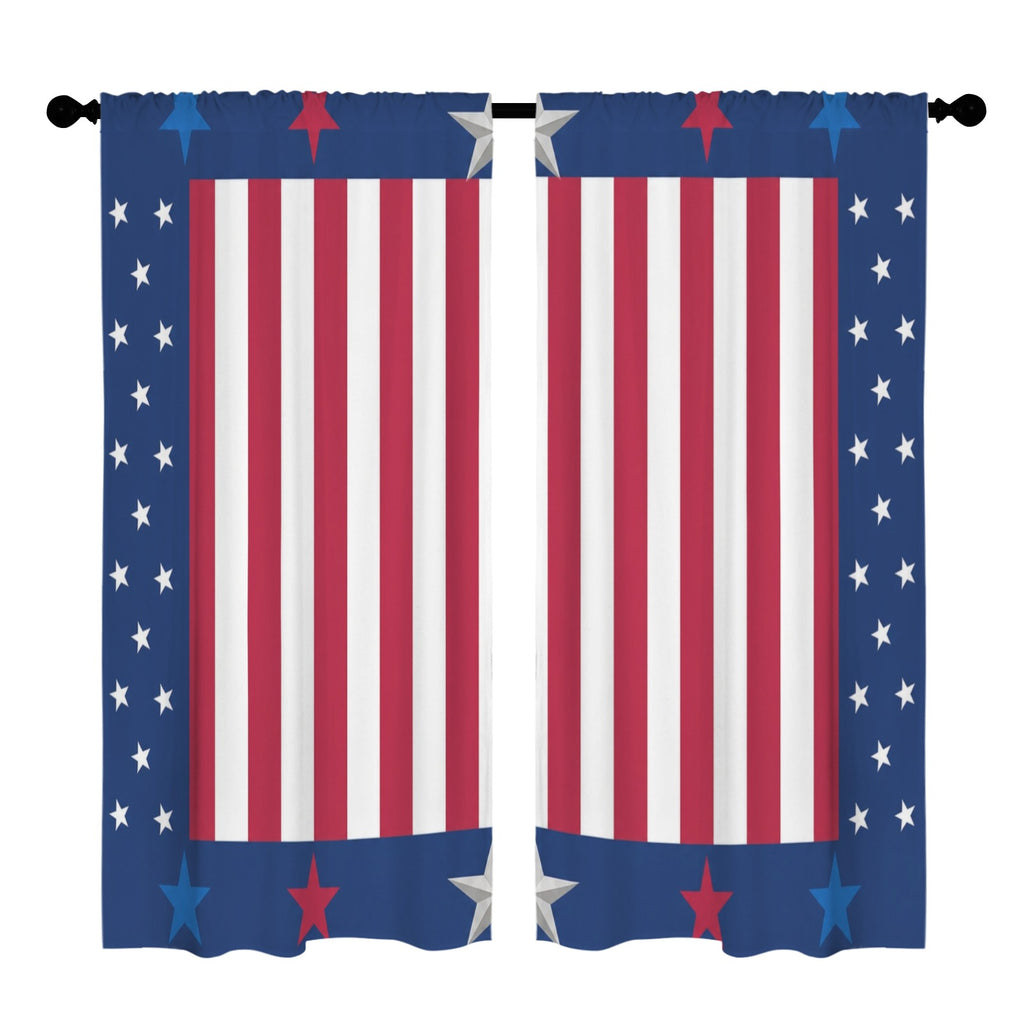 USA Stripes and Stars Field 52 x 84 in Window Curtain Set