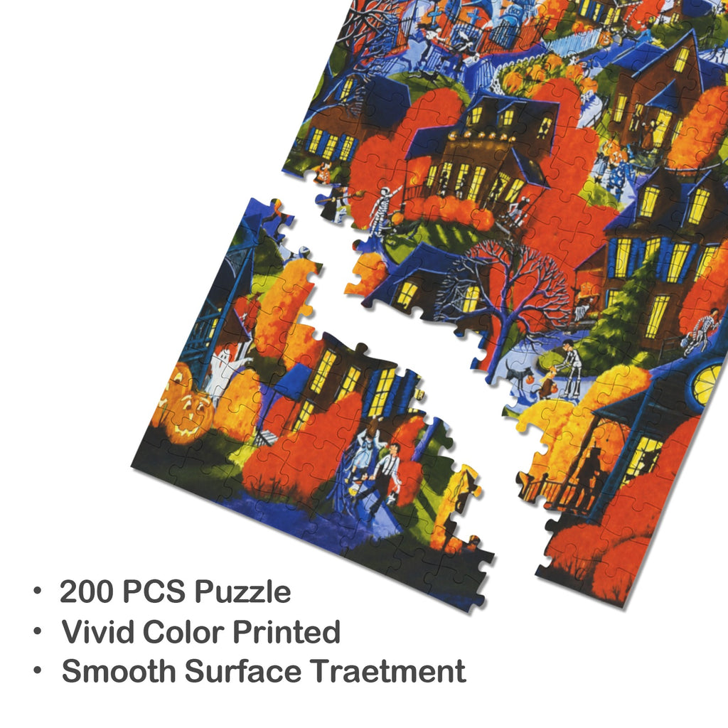 Halloween Village 10 x 13.94 in 200-Piece Wooden Jigsaw Puzzle (QUE)