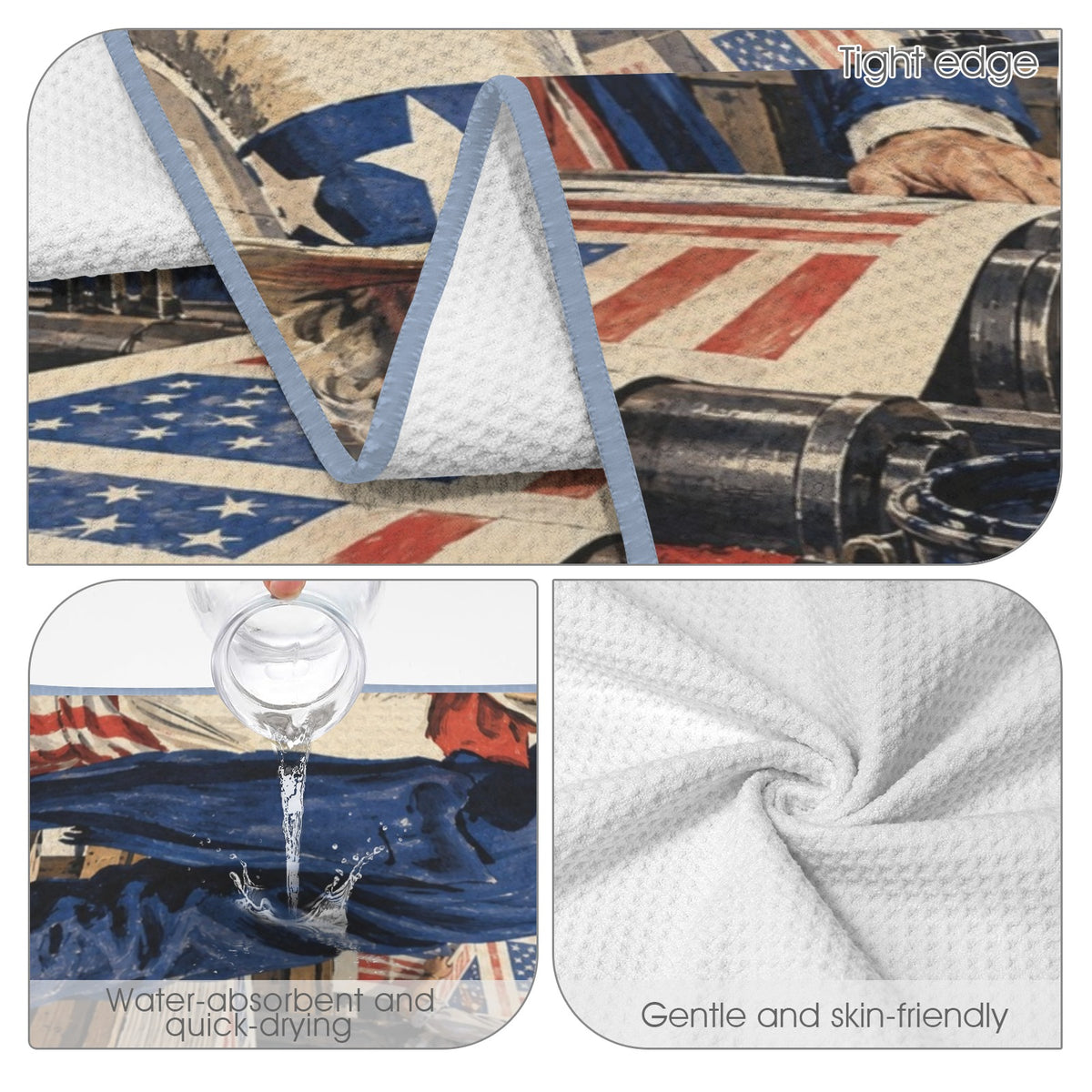Uncle Sam Starry Print Workshop 29"x58" (QUE) Waffle Weave Bath Towel