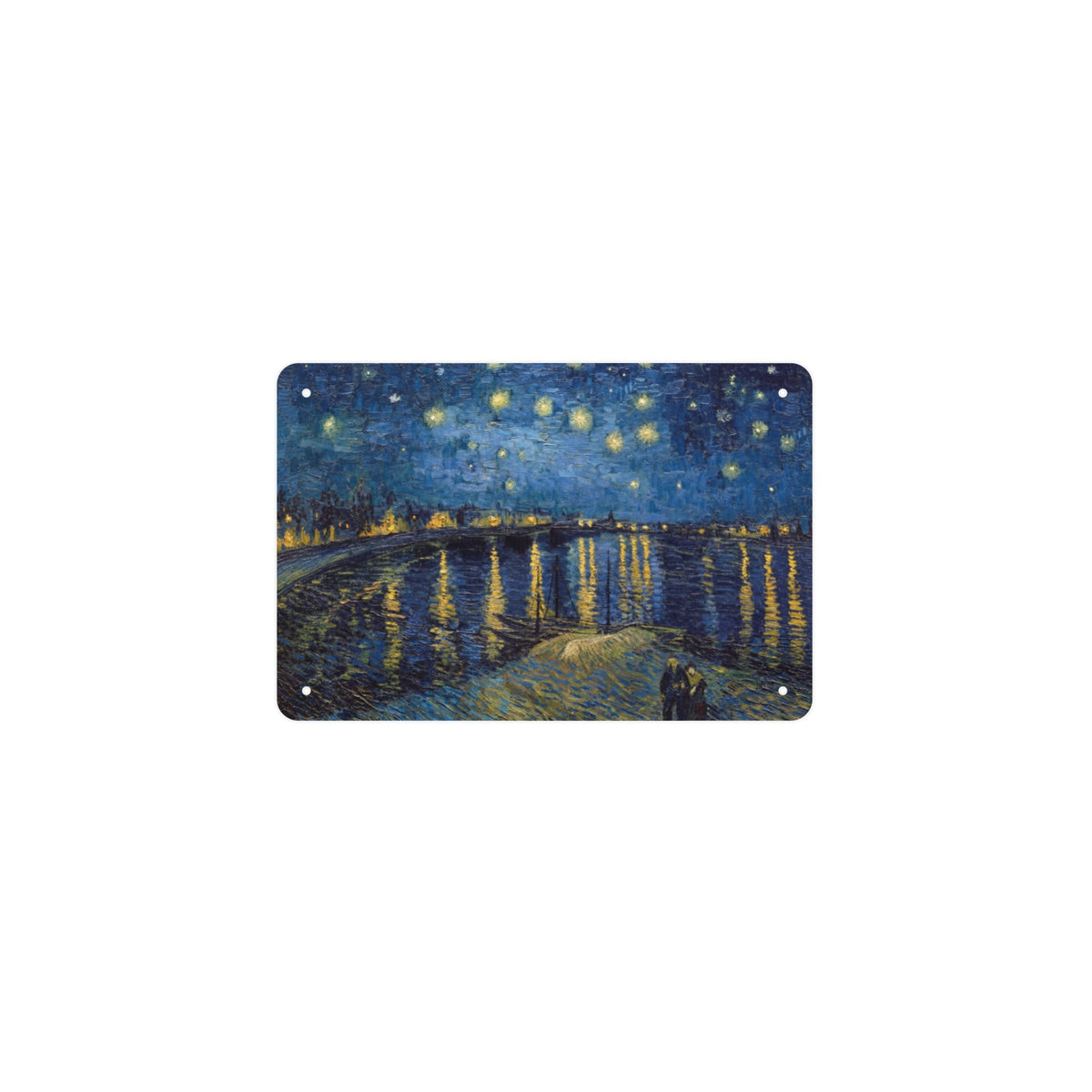 Starry Night River Lights 12 x 8 in Metal Tin Sign