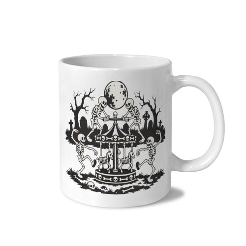 1929 Skeleton Bone Carousel 11 oz White Ceramic Mug