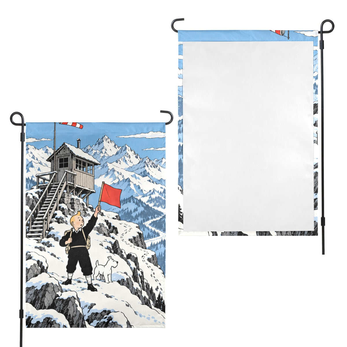 Tintin and Snowy 1929 alpine signal station 12 x 18 in Garden Flag