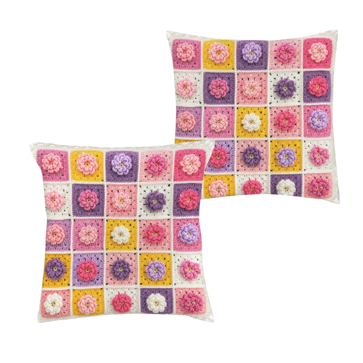Soft Stitch Crochet Blooms 16 x 16 in Envelope Pillow Case