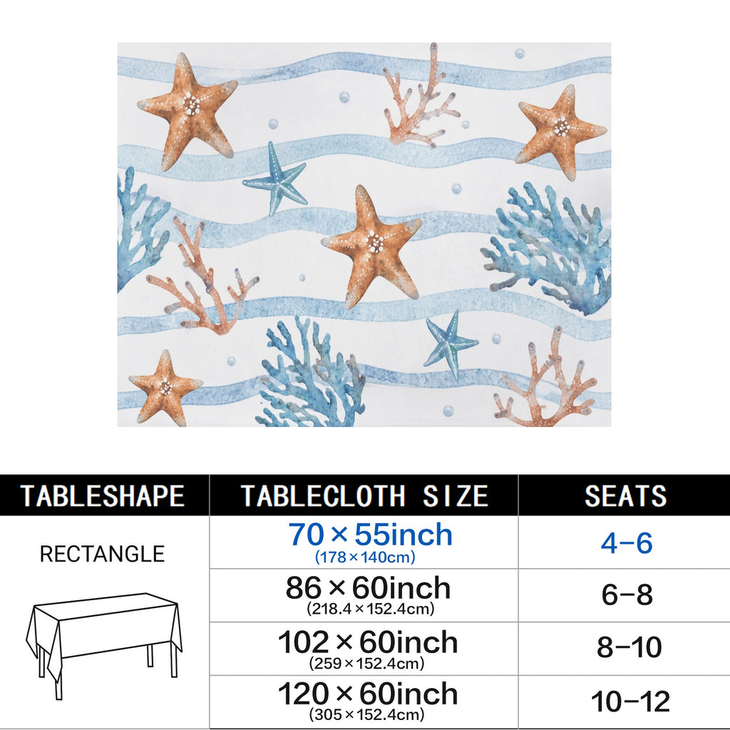 Blue Floral Summer 178cm x 140cm Rectangular Tablecloth 70x55inch (QUE)