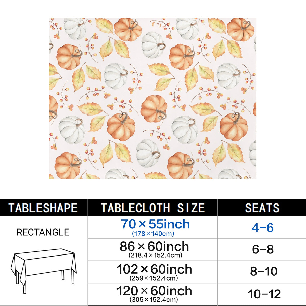 Pink Blue Sprig 178cm x 140cm Rectangular Tablecloth 70x55inch (QUE)