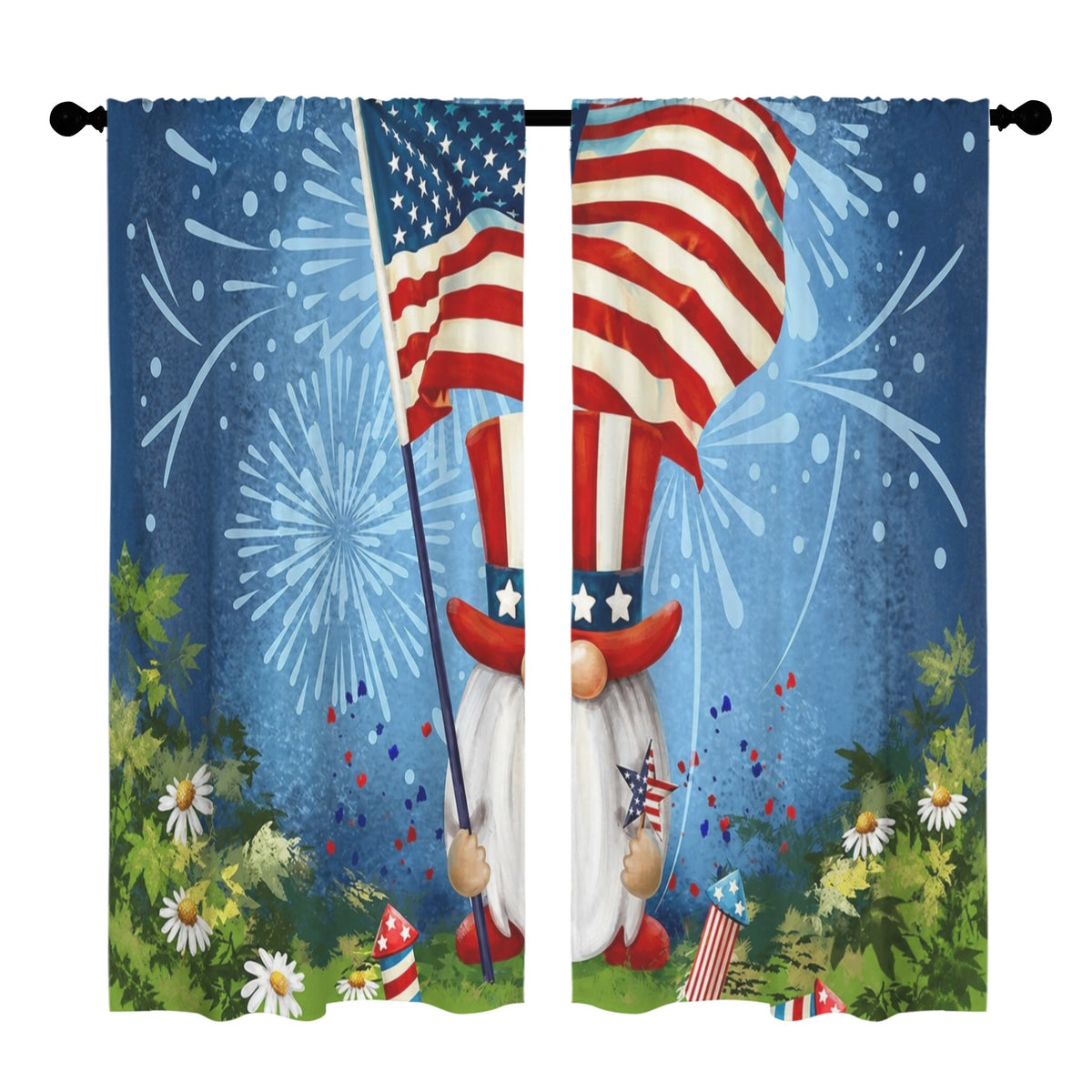 Uncle Sam Flag Poster 52 x 84 in Window Curtain Set