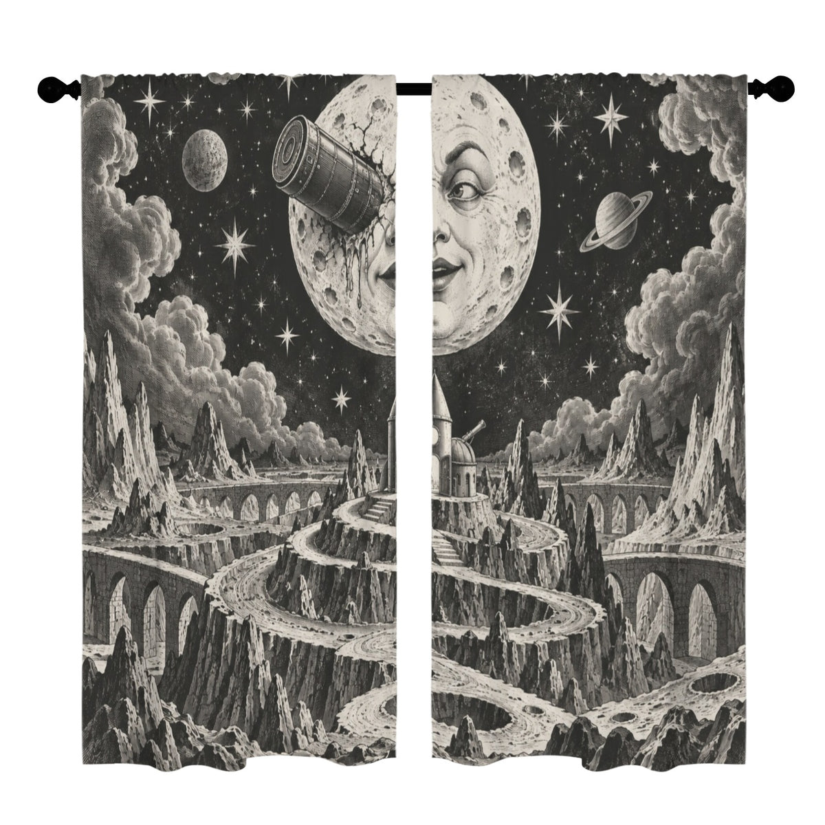 Moon Face Crater Garden 52 x 84 in Window Curtain Set