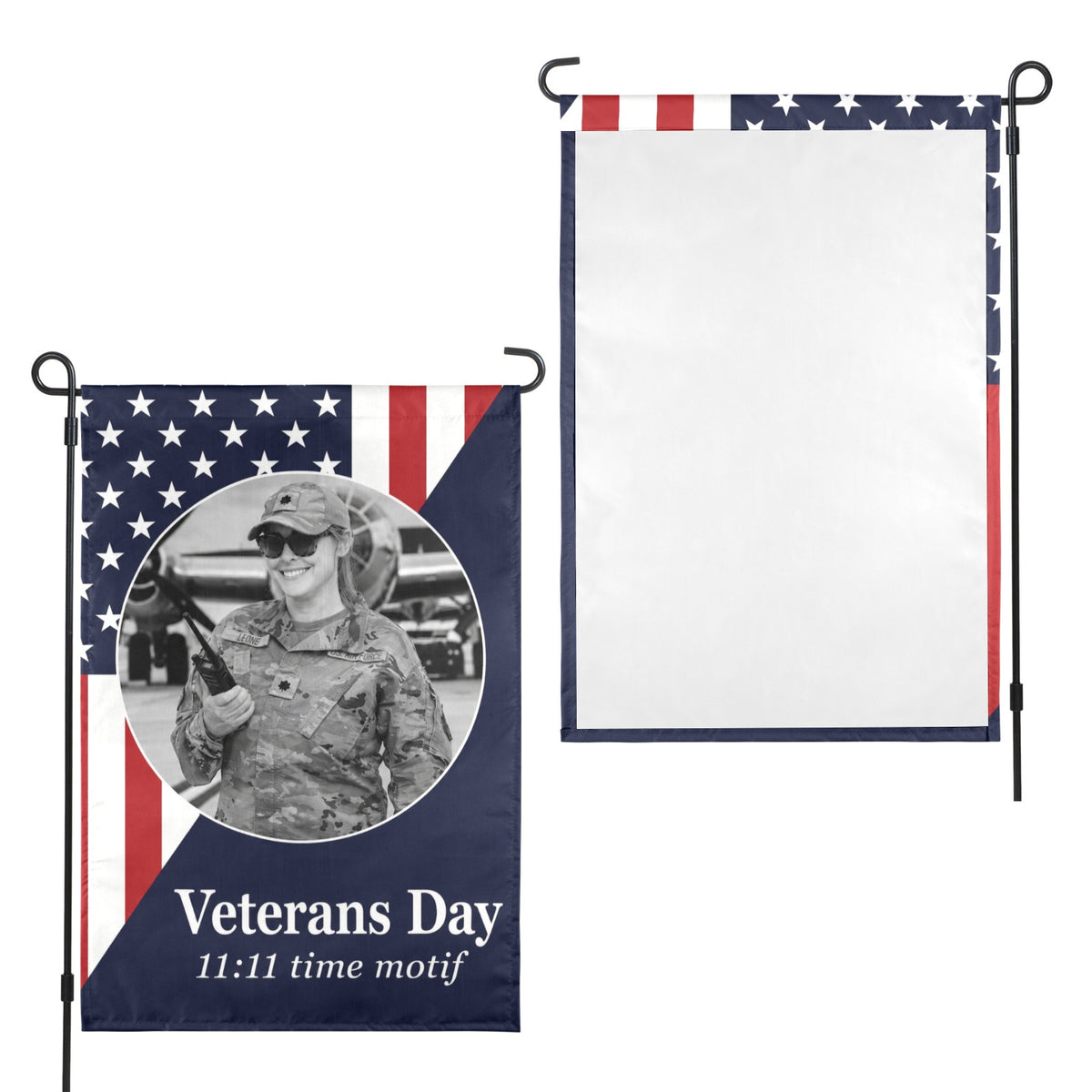 Veterans Day 11:11 time motif 12 x 18 in Garden Flag