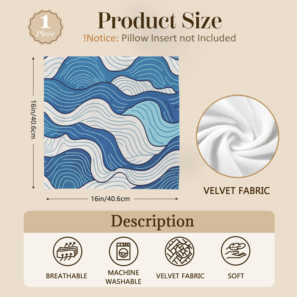Cool Blue Frosted Ocean 16 x 16 in Envelope Pillow Case