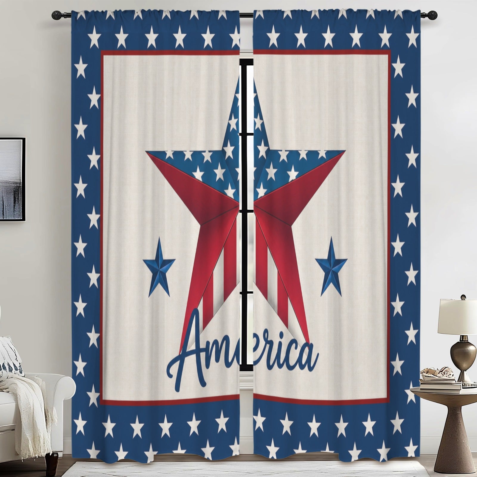 America Script Vote 52 x 84 in Window Curtain Set